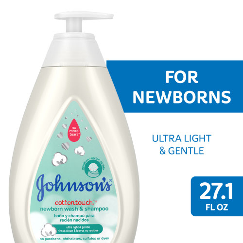 Johnson's Gentle CottonTouch Newborn Baby Body Wash & Shampoo, 27.1 fl. oz