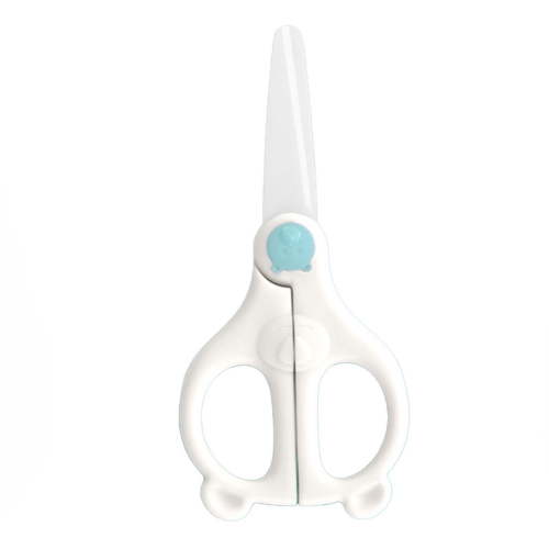 White Portable Kids Ceramic Scissors With Safety Cover Lightweight Design And Easy To Clean Ceramic Blade For Food Cutting Kitchen Use 5.5In 0.25Lb