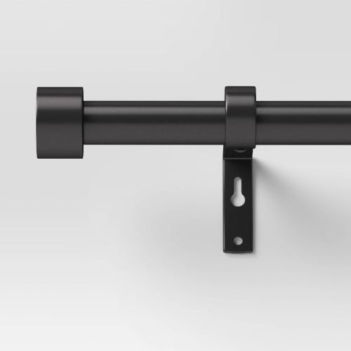 66"-120" Dauntless Curtain Rod Black - Threshold™: Adjustable Steel, Single Rod, Metallic Finish, 20lb Capacity