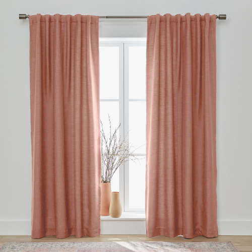 Better Homes & Gardens 100% Blackout Linen Blend Single Curtain, 50x95, Old Rose