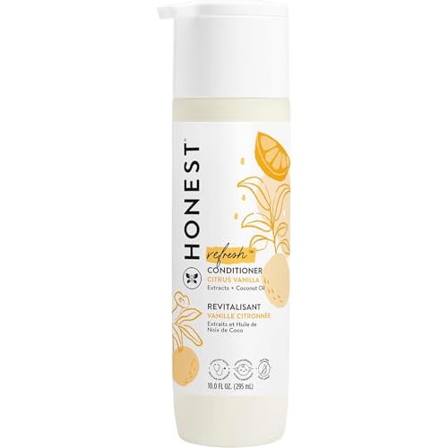 The Honest Company Silicone-Free Conditioner | Gentle for Baby | Naturally Derived, Tear-free, Hypoallergenic | Citrus Vanilla Refresh, 10 fl oz