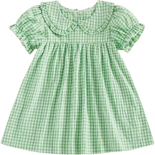 Thorn Tree Toddler Girl Dresses Bubble Short Sleeve Dress Baby Summer Clothes Smocked Outfits