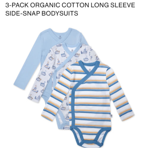 3-Pack Organic Cotton Long Sleeve Side-Snap Bodysuits | Honest Baby Clothing