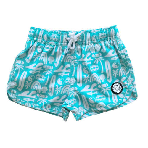 Blue Bus Little Surfer Dude Swim Trunks