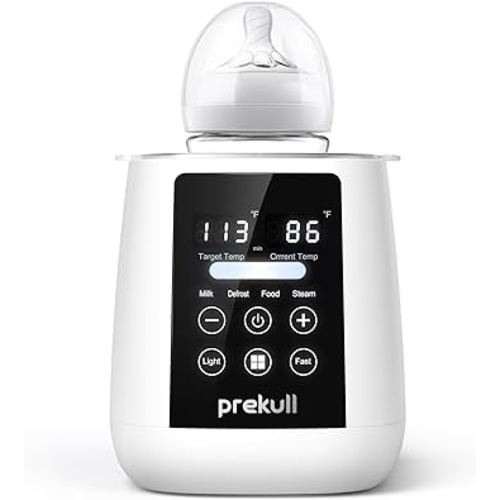 Bottle Warmer, prekull Fast Baby Bottle Warmer for Breastmilk, Formula with Accurate Temp Control, 48H Thermostat Baby Milk Warmer with Thaw, Night Light, Bottle Warmers for All Bottles