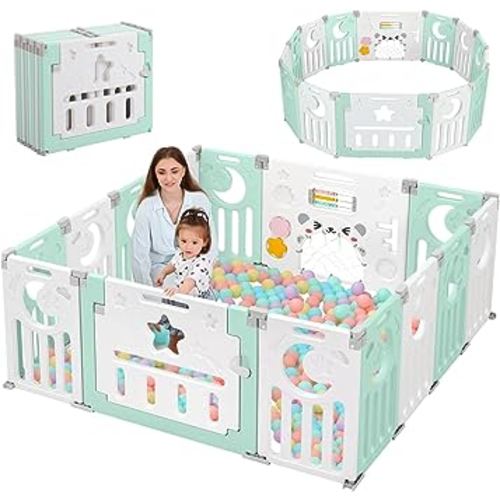 Baby Playpen, Dripex Foldable Playpen for Babies and Toddlers, 60x60 inches Baby Fence Play Area, Custom Shape Baby Play Pen, Easy Assemble and Storage, Play Yard for Babies Safety