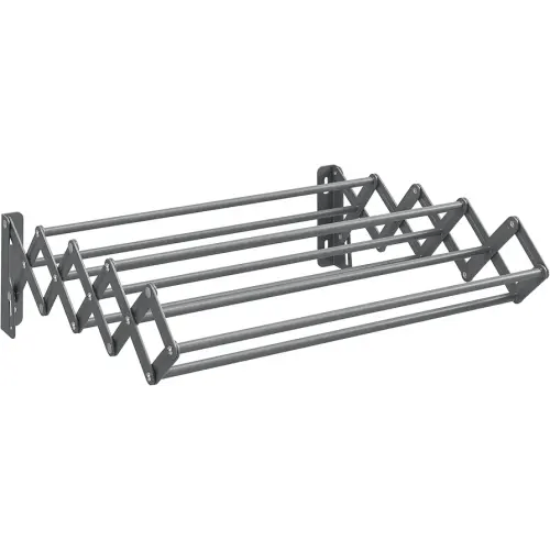 SONGMICS Clothes Drying Rack, Wall-Mounted Drying Rack Clothing, Small Accordion Laundry Rack, 9 Staggered Hanging Rods, Expandable and Retractable, Dove Gray ULLR802G01