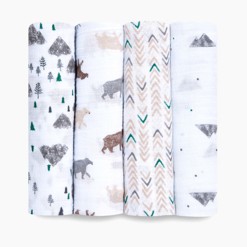Aden + Anais Essentials Cotton Muslin Swaddles (4 Pack) - Bear Necessities