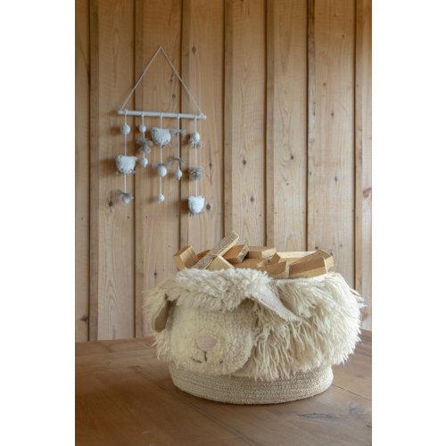 Lorena Canals Woolable Pink Nose Sheep BasketSheep White, Almond Frost Baskets