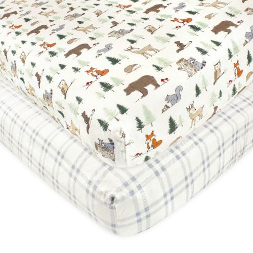 Hudson Baby Cotton Fitted Crib Sheet, Forest Animals, One Size