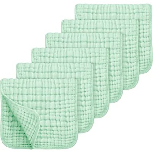 Looxii Muslin Burp Cloths 100% Cotton Muslin Cloths Large 20''x10'' Extra Soft and Absorbent 6 Pack Baby Burping Cloth for Boys and Girls (Green)