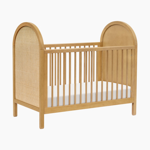 babyletto Bondi 3-in-1 Convertible Crib with Toddler Bed Conversion Kit - Honey With Natural Cane