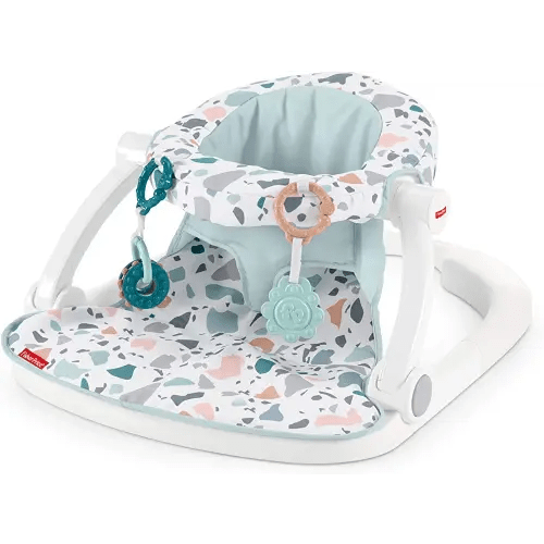 Fisher-Price Portable Baby Chair Sit-Me-Up Floor Seat With Developmental Toys & Machine Washable Seat Pad, Pacific Pebble