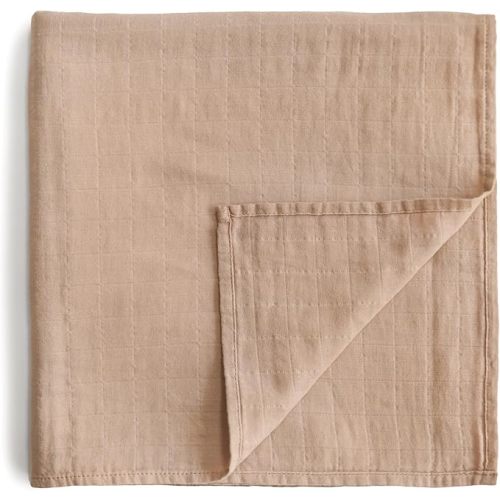 mushie Muslin Baby Swaddle Blanket | 100% Organic Cotton (Pale Taupe)