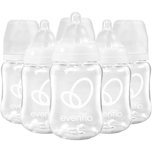 Evenflo Balance+ Glass Wide Neck Baby Bottles, Clear, 6 fl oz, 6 Pack