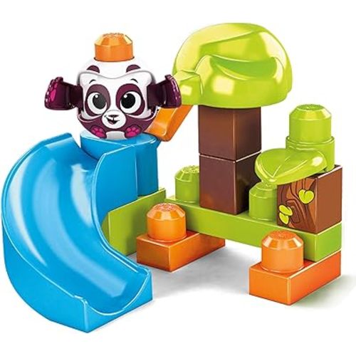 Mega Bloks Peek A Blocks Panda Slide with Big Building Blocks, Building Toys for Toddlers (14 Pieces)