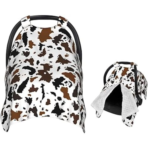 Brown Black Cow Skin Baby Car Seat Canopy Nursing Cover for Newborn Car Seat Breastfeeding Covers Blanket Newborn Shower Gift