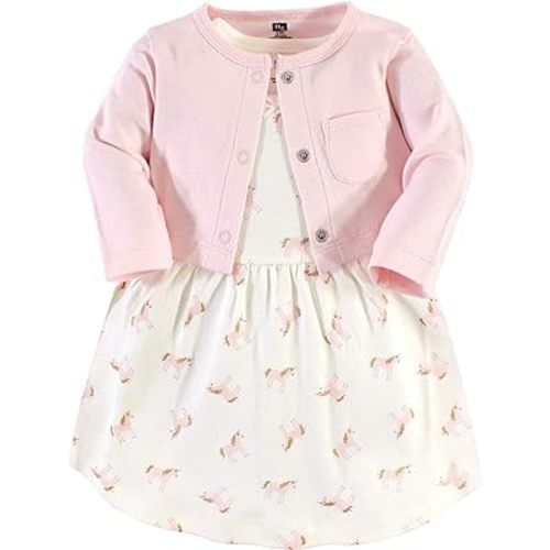 Hudson Baby Baby Girls' Cotton Dress and Cardigan Set