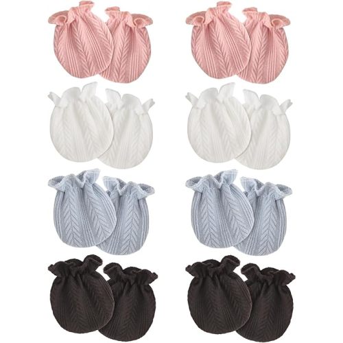 8 Pairs Newborn Baby Mittens No Scratch Wrist Gloves Infant Baby Mittens for Newborn Baby Boy Girl Toddler 0-6 Months