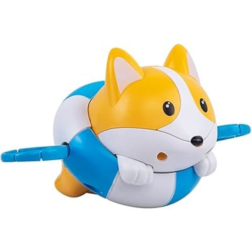 Bath Toy Pull and Go Corgi Bathtub Toy Windup Swimming Corgi Po String Tub Toy Rowing Puppy Floating Water Toy for Boys and Girls 9 (Blue)