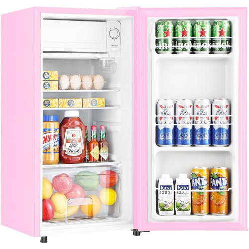 HUMSURE 3.1 Cu.ft Pink Mini Fridge with Freezer, Adjustable Temp, Quiet for Dorms & Offices