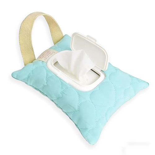 Reusable Baby Wipe Cover Fabric Quilted, Universal Size Travel-Friendly Baby Wipes Bag with Zipper Compatible with HUGGIES,WaterWipes,Pampers,Johnson and More Brands (Green)