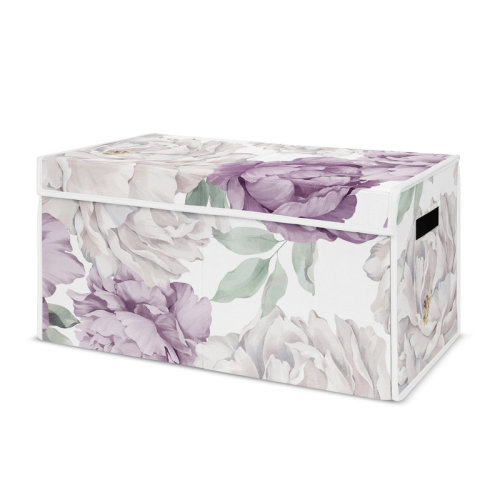 Sweet Jojo Designs Peony Floral Garden Lavender Purple and Ivory Storage Brushed Microfiber Fabric Toy Box | Wayfair
