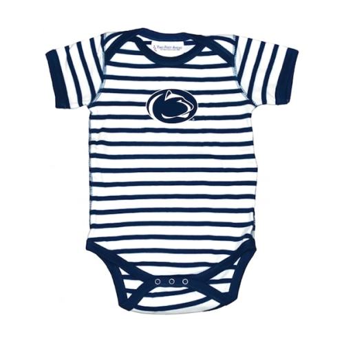 6MO Two Feet Ahead Navy Penn State Nittany Lions Stripe Shoulder Bodysuit