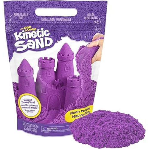 Kinetic Sand, 2.5lbs Purple Play Sand, Moldable Sensory Toys for Kids, Resealable Bag (Packaging May Vary), for Ages 3 and up