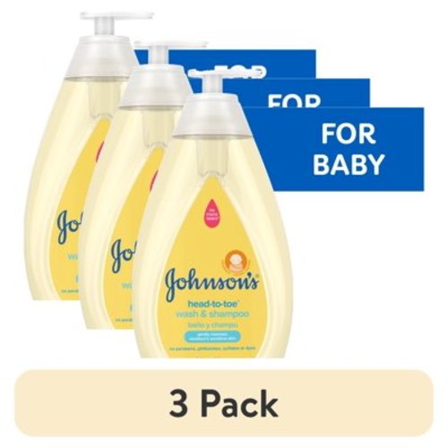 (3 pack) Johnson's Head-To-Toe Tear Free Infant Baby Bath Body Wash Soap and Shampoo, 27.1 oz