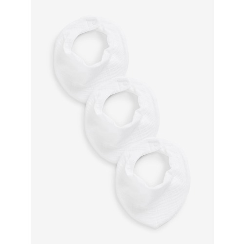 White Muslin Baby Dribble Bibs 3 Pack