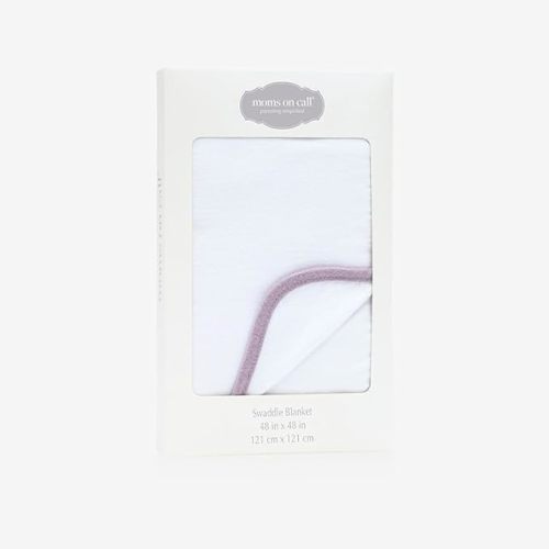 MOMS ON CALL Baby & Newborn Swaddle Blanket | 0-3 Months | Nursery Baby Gift | 48 X 48 Inch | 100% Cotton | Modern White with Gift Box