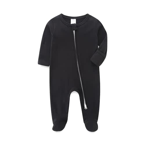 Unisex Baby Boy and Girl Zipper Onesie Solid Toddler Footie One-Piece Infant Romper Jumpsuit