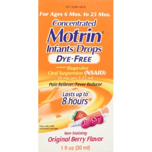 Infants' Motrin Concentrated Drops, Fever Reducer, Ibuprofen, Dye Free, Berry Flavored, 1 Oz