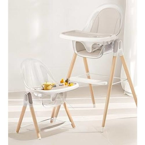 6-in-1 Convertible Baby High Chair, High Chairs for Babies and Toddlers with Removable Cushion and Double Tray, Reclining Seat, Compact and Portable Highchair, Easy to Clean