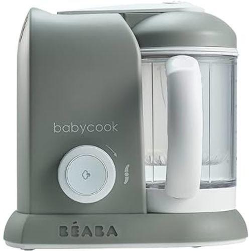 BEABA Babycook Solo 4 in 1 Baby Food Maker, Baby Food Processor, Steam Cook + Blend, Lrg Capacity 4.5 Cups 27 Servings in 20 Mins, Cook Healthy Baby Food at Home, Dishwasher Safe, Cloud