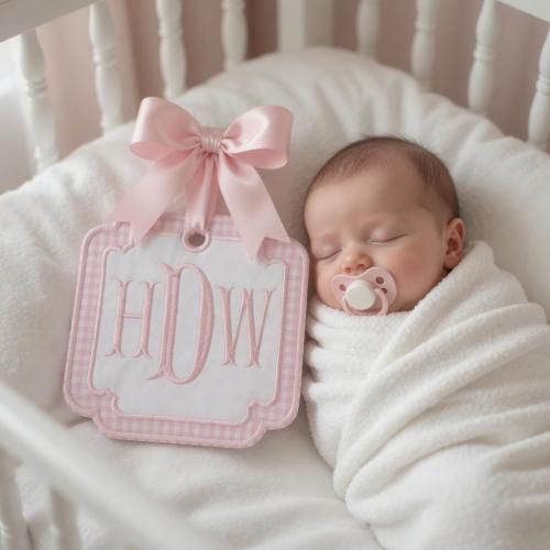 Embroidered Baby Announcement Sign, Personalized Name Newborn Sign for Hospital, Welcome Baby Announcements, Initial Name, Baby Shower Gift