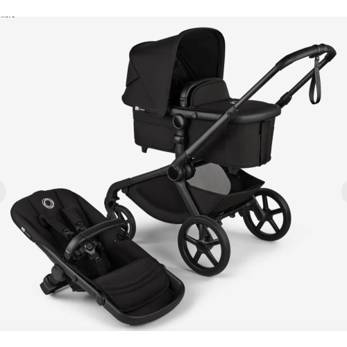 Bugaboo Kangaroo bassinet and seat stroller black base, desert taupe fabrics, desert taupe sun canopy