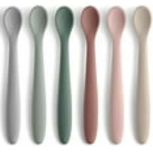 6Pcs 6.3inch Silicone Feeding Spoons for First Stage Baby and Infant, Soft-Tip Easy on Gums I Training Spoon | Baby Utensils Feeding Supplies, Dishwasher & Boil-proof