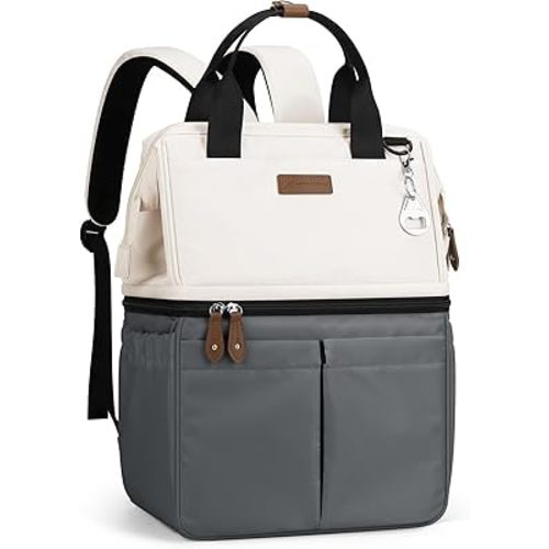 Maelstrom Cooler Backpack, 36 Cans Insulated Backpack Cooler, Soft Leakproof Double Deck Cooler Bag, Lightweight Lunch Backpack for Men & Women,Perfect for Beach Travel, Camping & Work-Beige gray