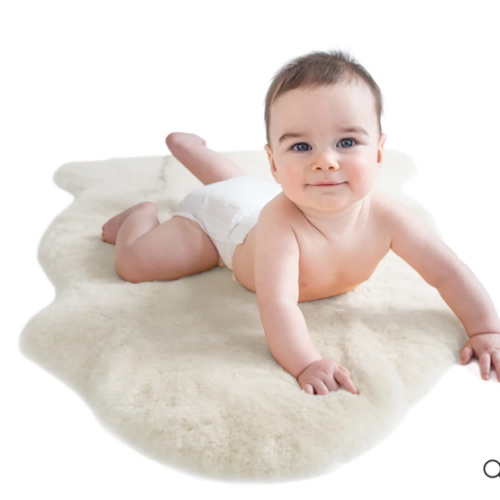 Sheepskin Rug for Babies, 100% Natural, Shorn Lambskin Wool, 2 x 3 Feet, Ivory