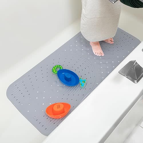 Nuby Cushioned Bath Mat for Babies and Toddlers - Non-Slip Shower and Bathtub Mat with Suction Cups - Gray