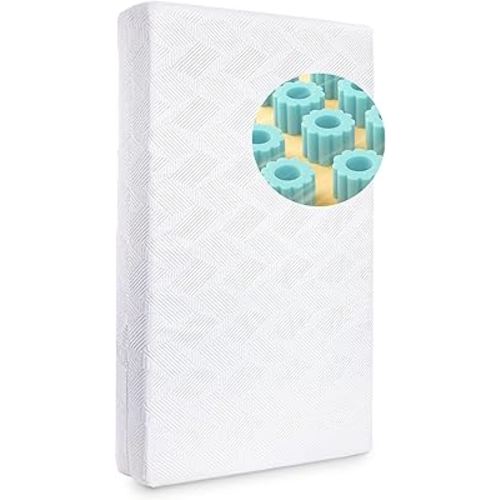 BABELIO Ergonomic Zoning Crib Mattress Dual-Sided Memory Foam Waterproof 6" Thick Toddler Mattress with Zipper Cover, Fits Standard Crib