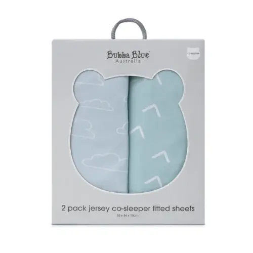 Bubba Blue Nordic Co-Sleeper Fitted Sheet 2 Pack Sky/Mint | Baby Bunting AU