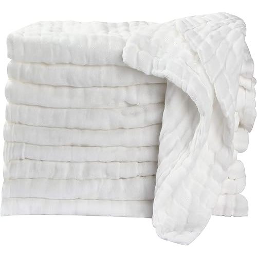 Baby Muslin Washcloths Baby Towels and Washcloths for Face Newborn Essentials Registry Baby Muslin Burp Cloths and Wash Cloths for Sensitive Skin 10 Pack 10x10 Inches
