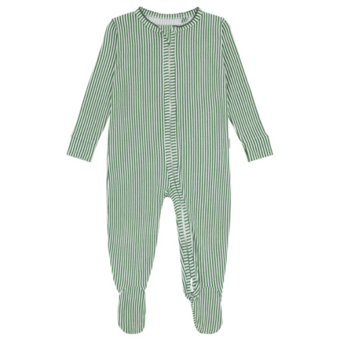Baby Hunter Green Stripe Pima Footie | Over The Moon