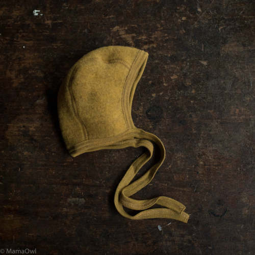 merino wool fleece bonnet | 0-3 months saffron melange