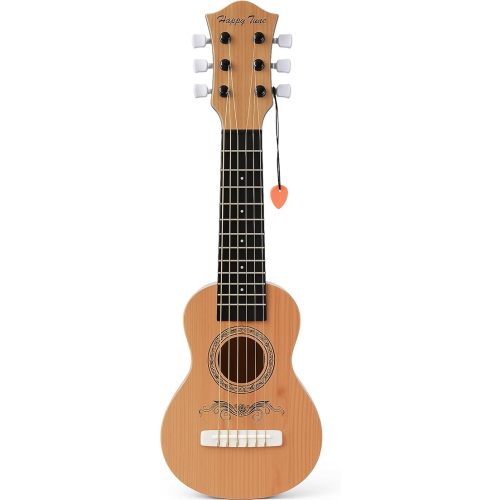 23" Acoustic Guitar, Kids 6 String Toy Guitar - Realistic Steel Strings - Beginner Practice First Musical Instrument for Children, Toddlers (Natural)