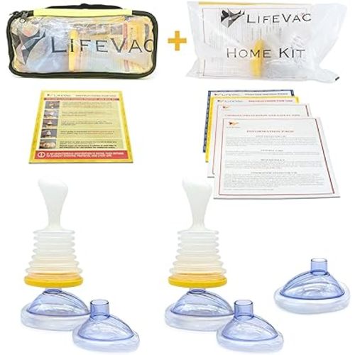LifeVac Home & Yellow Travel Combo Kit - Portable Suction Rescue Device, First Aid Kit for Kids and Adults, Portable Airway Suction Device for Children and Adults