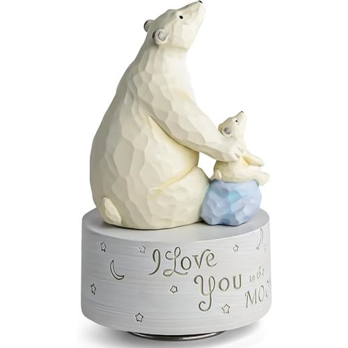 AIDLNS Polar Bear Music Box,I Love You to The Moon and Back Musical Figurine,Hand-Painted Figure,Sentimental, Perfect for Parents,Loved Ones,Heartfelt Home Décor Keepsake,Plays Edelweiss Melody
